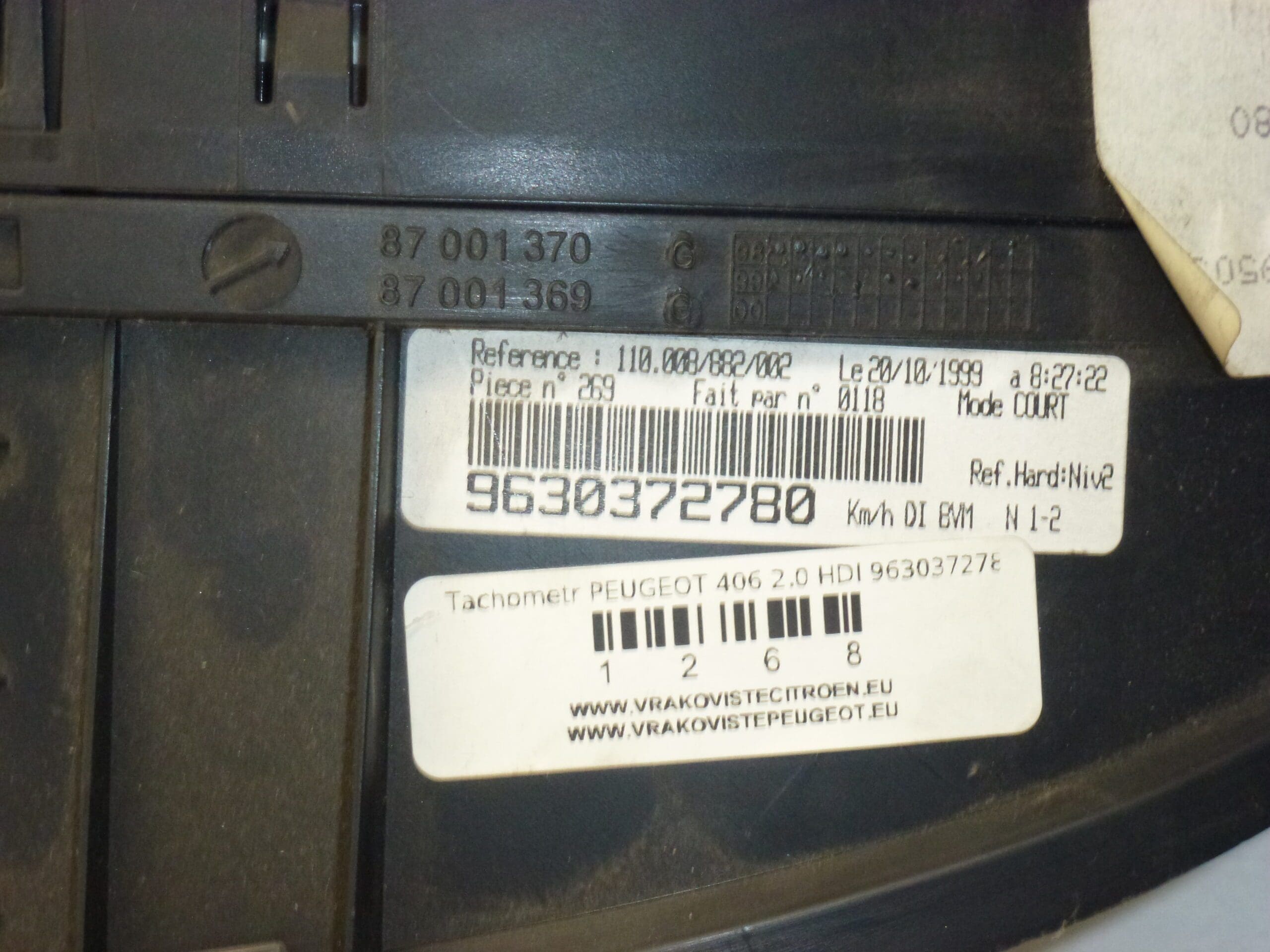 Velocímetro Peugeot 406 2.0 HDI 9630372780 quilometragem 189.000 km