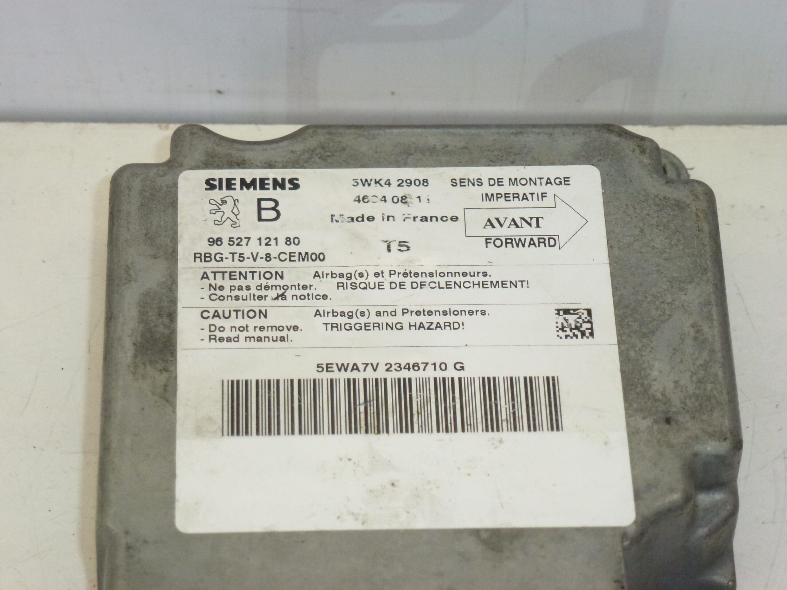 Unidade Airbag Siemens Peugeot 307 9652712180 6545HE