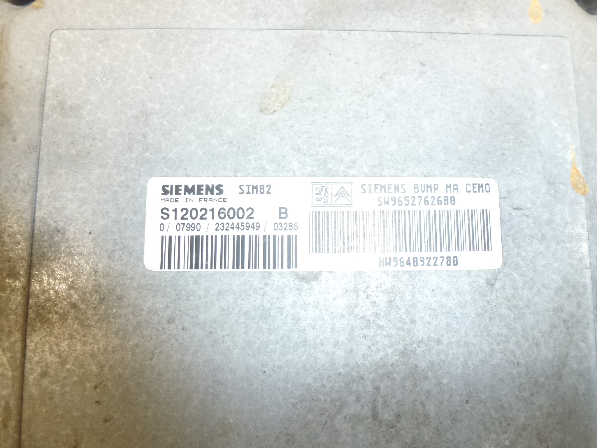 ECU sensordrive Citroën Peugeot 9640922780 S120216002 B 2529J9